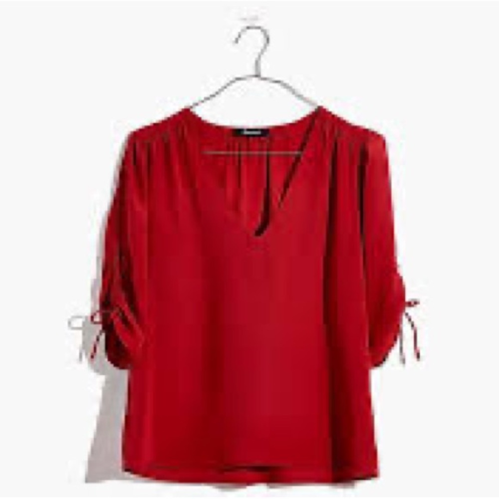 Madewell Silk Cinch-Sleeve Top NWT